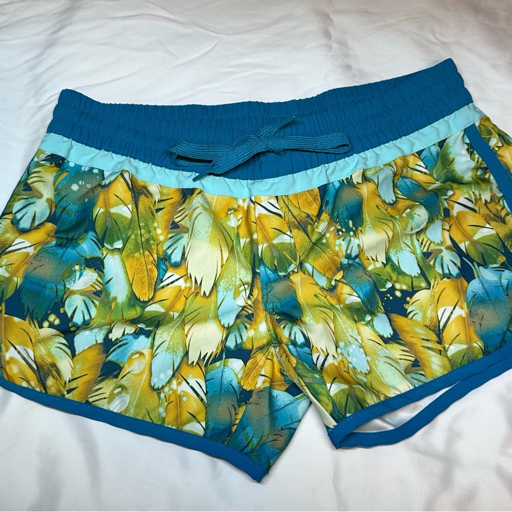 The North Face Teal and White Active Shorts